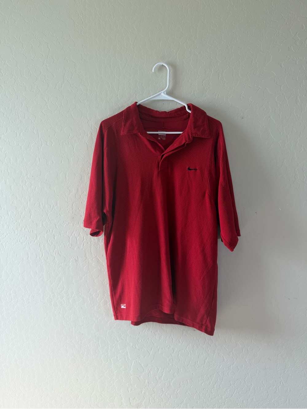 Nike Performance Waffle Knit Polo Shirt Men's Red Polo XL